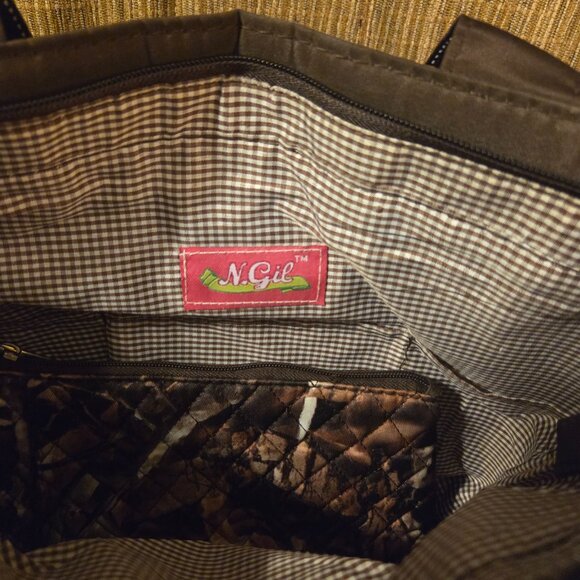 N Gil Camouflauge Brown Purse with Bown on Front and  Cosmetic Bag - NWOT - Picture 7 of 7